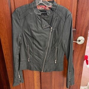 Black Rivet Women's Dark Gray Leather Jacket